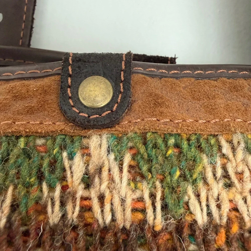 Vintage‎ Bonfanti Made in Italy Knit Hobo Shoulder Bag Leather Trim Virgin Wool